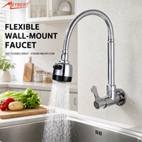 Robinet de cuisine mural pivotant à 360 degrés avec flexible, monocommande eau froide, corps en plastique pour l'Asie du Sud-Est et le Brésil