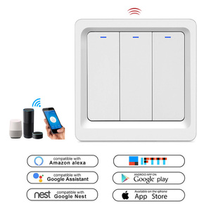 LEDEAST DS-102-3 Sprach steuerung Wifi Smart <span class=keywords><strong>Switch</strong></span> Fernbedienung Lichtsc halter Mit Anzeige lampe EU Standard Wand schalter - Product Image 1