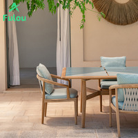 Chaise de salle à manger moderne en teck naturel durable, coussin confortable imperméable pour jardin, extérieur, salon, cour, patio, villa