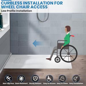 <span class=keywords><strong>Base</strong></span> de ducha SMC blanca moderna, <span class=keywords><strong>Base</strong></span> de baño de resina con cubierta de drenaje y bandeja de ducha de umbral bajo de SMC - Product Image 4