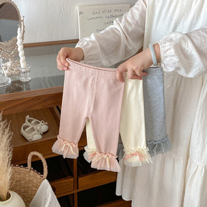 Nuovi <span class=keywords><strong>Leggings</strong></span> Autunnali per Bambine in Cotone Tinta Unita Traspiranti a Tutta Lunghezza - Product Image 2
