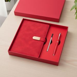 Custom Red PU Leather Journal Notebook Gift Set Wholesale Promotional Business Writing <b>Book</b> Pen Set Corporate Journal for Gift - Product Image 5