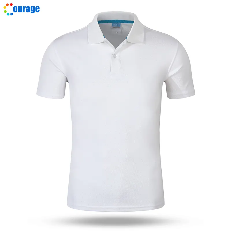 勇気ポロネック昇華シャツ男性用100ポリエステルホワイト通気性Tシャツ
