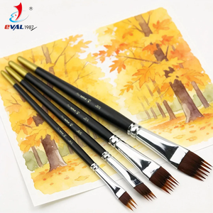 Pinceaux professionnels en bois à manche court en forme de peigne, 4 pièces, pour peinture acrylique, huile et aquarelle - Product Image 3
