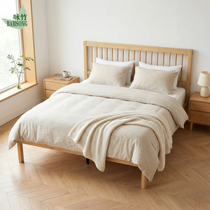 Cadre de lit plateforme minimaliste <span class=keywords><strong>en</strong></span> bambou avec tête de lit, support <span class=keywords><strong>à</strong></span> <span class=keywords><strong>lattes</strong></span> robuste, cadre de lit <span class=keywords><strong>en</strong></span> bambou écologique, conception silencieuse - Product Image 4