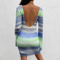 Femmes Sexy Midi Split O Neck Long Sleeve Casual Dresses Party Spring Autumn Dress Sweater Knitted