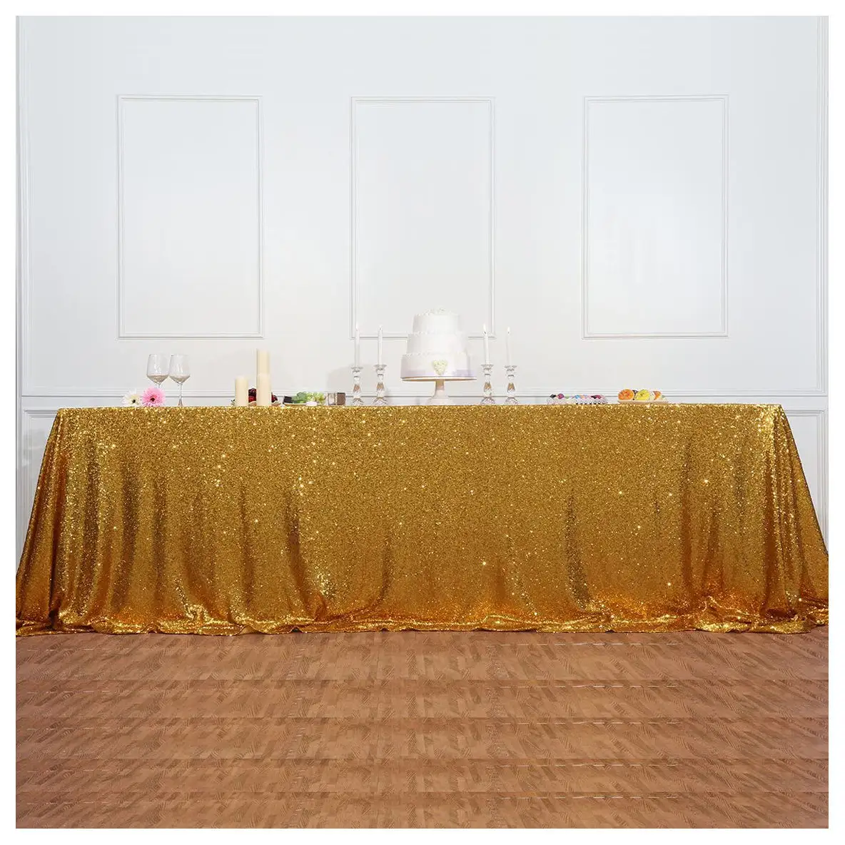 คุณภาพสูงวันเกิดงานแต่งงาน Glitter Squareผ้าปูโต๊ะ 50 x 80 นิ้วจอสี่เหลี่ยมผืนผ้าทองเลื่อมผ้าปูโต๊ะ