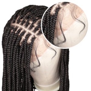 Peluca de cabello humano ondulado de 13x4 con malla frontal para mujer, pelo trenzado sintético estilo suizo mezclado con Baby Wave - Product Image 6