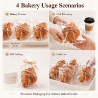 Sacs à pain transparents autocollants personnalisés avec logo pour emballer des toasts, des beignets, des bagels, des biscuits