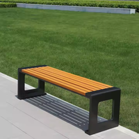 Banc de jardin en bois massif de style traditionnel, écologique, long, en composite plastique et métal, avec accoudoirs