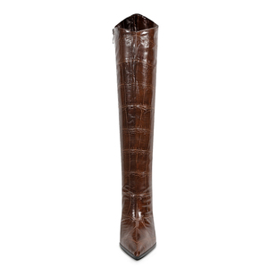 Large Size 45 High <b>Hook</b> Heels Wide Fit Long Boots Stone Print Dress Stiletto <b>Shoes</b> Women's Side Zipper Knee High Booties - Product Image 5