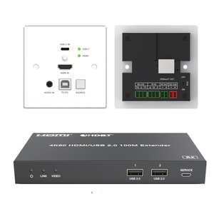 4K60 HDMI & <span class=keywords><strong>USB</strong></span>-<span class=keywords><strong>C</strong></span> 2x1 HDBT Wall-plate Extender 86mm x 86mm Wall Box Transmitter and Receiver Jusqu'à 150m - Product Image 2