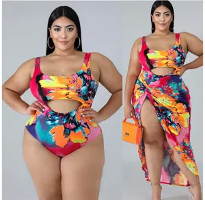 Baju Renang Wanita Seksi Ukuran Besar Satu Potong, Pakaian Renang Wanita Seksi Digital Baru Ukuran Besar Bikini Pantai Seksi Dua Potong
