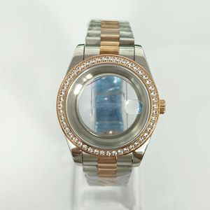 Boîtier <span class=keywords><strong>de</strong></span> <span class=keywords><strong>montre</strong></span> en acier inoxydable transparent <span class=keywords><strong>de</strong></span> 41 mm avec fond transparent, en or rose, avec <span class=keywords><strong>bracelet</strong></span> à maillons pour mouvement 8285, provenant <span class=keywords><strong>de</strong></span> Chine - Product Image 2