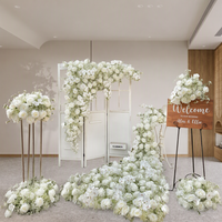 Guirlande d'arche de fleurs artificielles en soie PU souple, motif gypsophile blanc, pour décoration de mariage transfrontalière