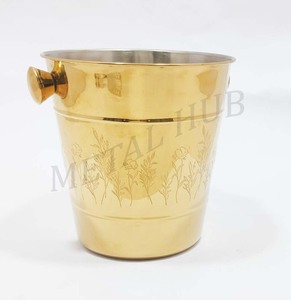 Cubo de Hielo para Vino de Acero Inoxidable con Acabado Dorado Premium, Enfriador de Champán con Asas Laterales para el Hogar, Bar, Fiestas y Restaurantes - Product Image 4