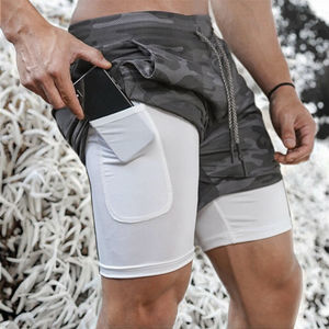 Shorts de sport pour homme à taille haute, tricotés, écologiques, à séchage rapide, teints en uni - Product Image 3