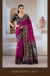 Rose femmes Pure Patola 001 tissu prêt à l'emploi imprimé numérique Dc élément Saree pour les occasions de fête prix de gros - Product Image 2