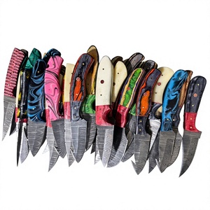 Couteau à lame fixe en acier Damas avec manche coloré, personnalisable pour la chasse, le camping et la survie - Product Image 2