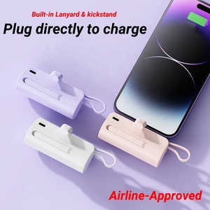 Aanpasbare Mini Display Powerbank 5000mAh Draagbaar Ingebouwde Kabel LED Display Snelladen Type-C voor 10W Snelladen - Product Image 3