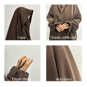 Jilbab con Cappuccio Monopezzo in <span class=keywords><strong>Nida</strong></span> con Laccetto per le Dita, Abito Islamico Modesto a Lunghezza Intera per Donne Musulmane, Ideale per Ramadan ed Eid - Product Image 5