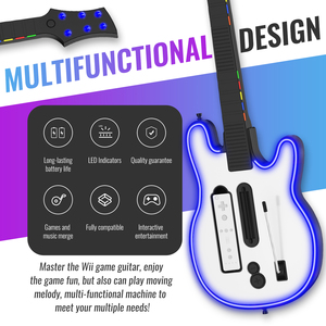 Wireless Motion-Sensing Music Game <strong>Controller</strong> - Ergonomic Guitar <strong>Design</strong> with Large Battery 5 Modes RGB Light for Rhythm Gaming - Product Image 2