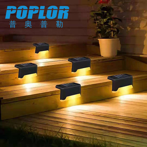Poplor Solar Step Light Led Wall <b>Mount</b> Outdoor Garden Waterproof With <b>Battery</b> 2 Year Warranty - Product Image 4