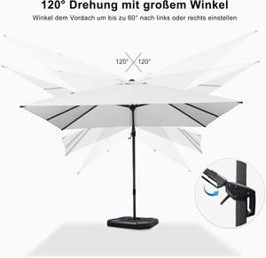 300X300 cm Twist Cantilever <span class=keywords><strong>Parasol</strong></span> 360 ° Manivelle Inclinable <span class=keywords><strong>Grand</strong></span> Cadre En Aluminium Rotation À 360 ° Jardin Cour - Product Image 3