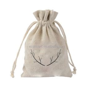 Custom Logo Nature Color 100% Cotton Pouch Gift Jewelry Packing Storage Hessian Hemp <b>Drawstring</b> <b>Bag</b> - Product Image 1