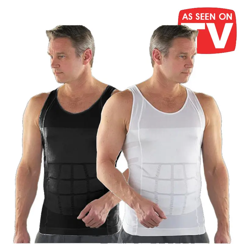 Großhandel Lager Männer Abnehmen Body Shaper Weste Brust Kompression Shirt Abs Bauch Slim Tank Top Unterhemd