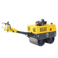 Construction hydraulique tenu dans la main 1 tonne marchant derrière le rouleau routier diesel d'essence vibratoire de double tambour à vendre