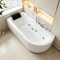 Bain à remous d'angle en acrylique portable et intégré au design moderne, avec fonction de massage et drain intégré, écologique inclus