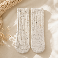Chaussettes en laine douillettes avec logo personnalisé et semelle antidérapante, tricot respirant pour l'hiver, usage domestique et extérieur