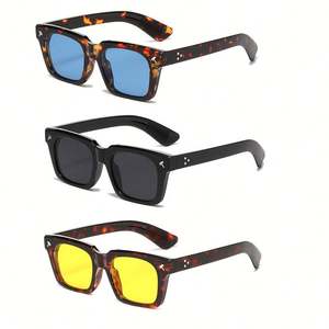 Gafas de Sol Cuadradas con Logotipo Personalizado, Diseño Vintage 2025, con Estampado de Leopardo para Mujer, Protección UV400, con Remaches, Estilo Punk, para Hombre - Product Image 1