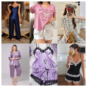 Conjunto de Pijama de Algodón para Mujer, Manga Corta, Dos Piezas, con Botones, Estampado de Lunares, Ropa de Dormir de Verano, Suave y Cómoda - Product Image 4