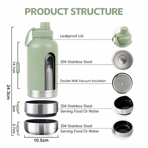 <span class=keywords><strong>AVA</strong></span> – Nouveau Set de Gamelles de Voyage Portables 3-en-1 en Acier Inoxydable Étanche avec Logo Personnalisé, 1000 ml, pour Chien, 2 Bols, pour l'Extérieur - Product Image 3