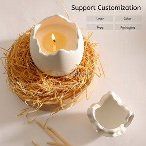 <b>Egg</b> Shaped Candle Ceramic Containers Candle Containers Empty Cup Decorative Jar Ideal Gifts Ceramic Holders for Easter - Product Image 4