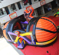 Terrain de sport gonflable personnalisé pour jeu de basketball double de carnaval, avec dôme de panier et structure de saut gonflable Star Bounce House