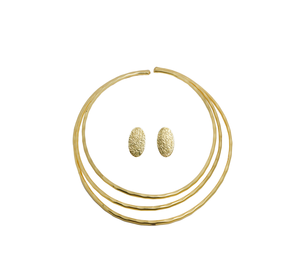 Ensemble collier et boucles d'oreilles plaqué or fait main élégant pour femme, bijoux ethniques tendance, accessoires de mariage - Product Image 2