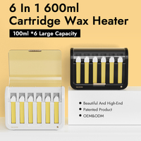 Calentador de Cartuchos de Cera Profesional 6 en 1 de 600 ml, Máquina de Rodillos de Cera de Calentamiento Rápido para Salón de Belleza y Spa