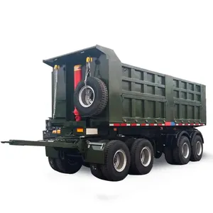 Yuetong Brand Low Price 4 Axles Black Draw Bar Side Tipper DrawBar Rear Dump Full Semi Truck Trailer