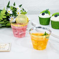 Verre à champagne en or rose personnalisé de 9oz en plastique transparent à bordure jetable à paroi unique pour fête et mariage