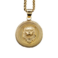 Pendentif tête de lion en acier inoxydable personnalisé de style européen américain Nouveaux accessoires de mode transfrontaliers Aspirateur