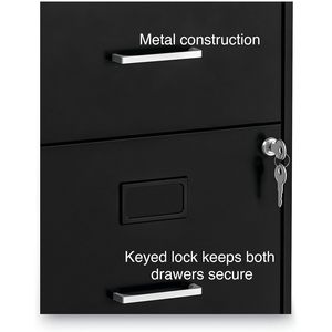 Alera Soho Vertical 2-Drawer <b>File</b> Cabinet 14\" X 18\" X 24.1\" Black <b>File</b>/Letter <b>Storage</b> - Product Image 3