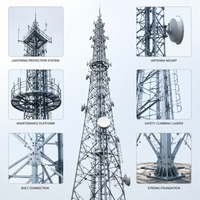 Tour en treillis en acier galvanisé à chaud de haute résistance pour l'infrastructure de diffusion télévisuelle et radio FM – Tour professionnelle