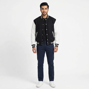Custom Logo <b>Men's</b> Varsity Jacket Stand Breathable Street Wear Baseball Front Letterman Patches Customizable <b>Long</b> Varsity <b>Coat</b> - Product Image 1