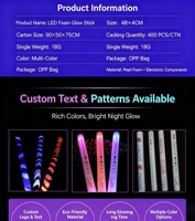 Bâtons lumineux LED pour fêtes, concerts, festivals, mariages, boîtes de nuit, DJ, raves, bâtons de cheering, logo personnalisé, mousse lumineuse, vente en gros