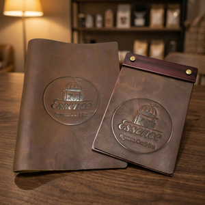 Cubierta de Menú de Cuero Essence para Restaurante, Cafetería, Bar, con Logotipo Personalizado, Impresión UV, Carpeta de Presentación, Marrón Opaco - Product Image 2