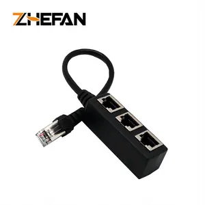 Zifan 3 In 1 Rj45 Splitter Lan jaringan Ethernet Rj45 konektor Extender kabel adaptor untuk Ekstensi Jaringan