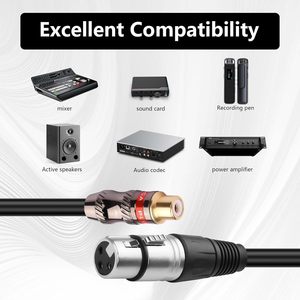 RASANTEK Chapado en oro OFC Cable Core AV <span class=keywords><strong>XLR</strong></span> Hembra a RCA Hembra Adaptador Jacks <span class=keywords><strong>XLR</strong></span> Hembra a RCA <span class=keywords><strong>F</strong></span> Cable - Product Image 3